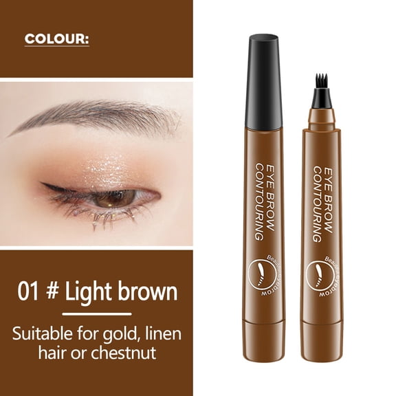 Four-head Water Eyebrow Pencil,2026 New Magic Waterproof Brow Pen, Eye Brow Contouring Pen, Fine Stroke Microblading Eyebrow Contouring Pen Waterproof 4 Tipped Precise Brow Pen(Brown)