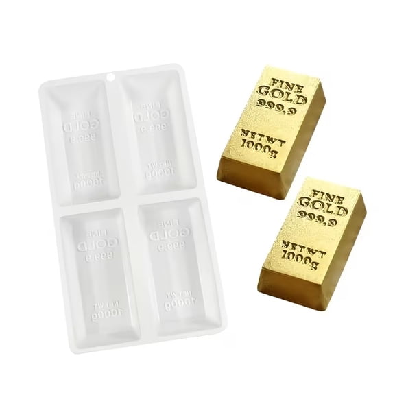 Four-hole gold brick shaped mousse cake silicone mold | Rectangular baking chocolate dessert mold | Birthday cake decoration baking mold