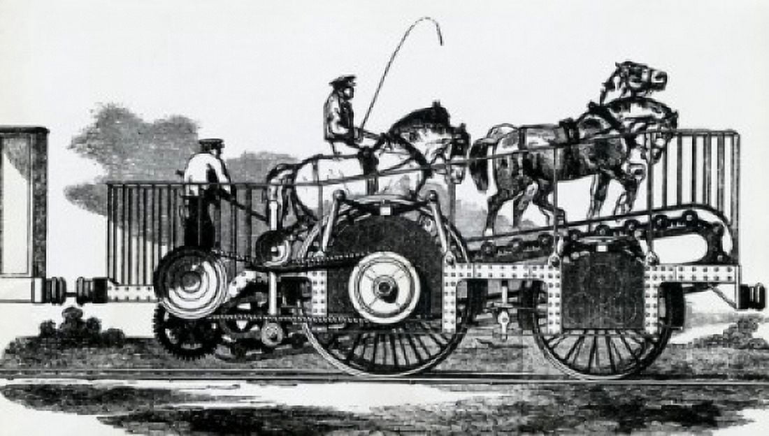 Four-horsepower Locomotive In Action 1850 Artist Unknown Canvas Art - (24 x 36)