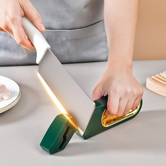 Four-in-one Knife Sharpener, Multi-functional Manual Sharpening Stone for Kitchen Knives & Scissors, Non-slip Base & Ergonomic Grip for Effortless Sharpening, Ideal for Home Cooks &