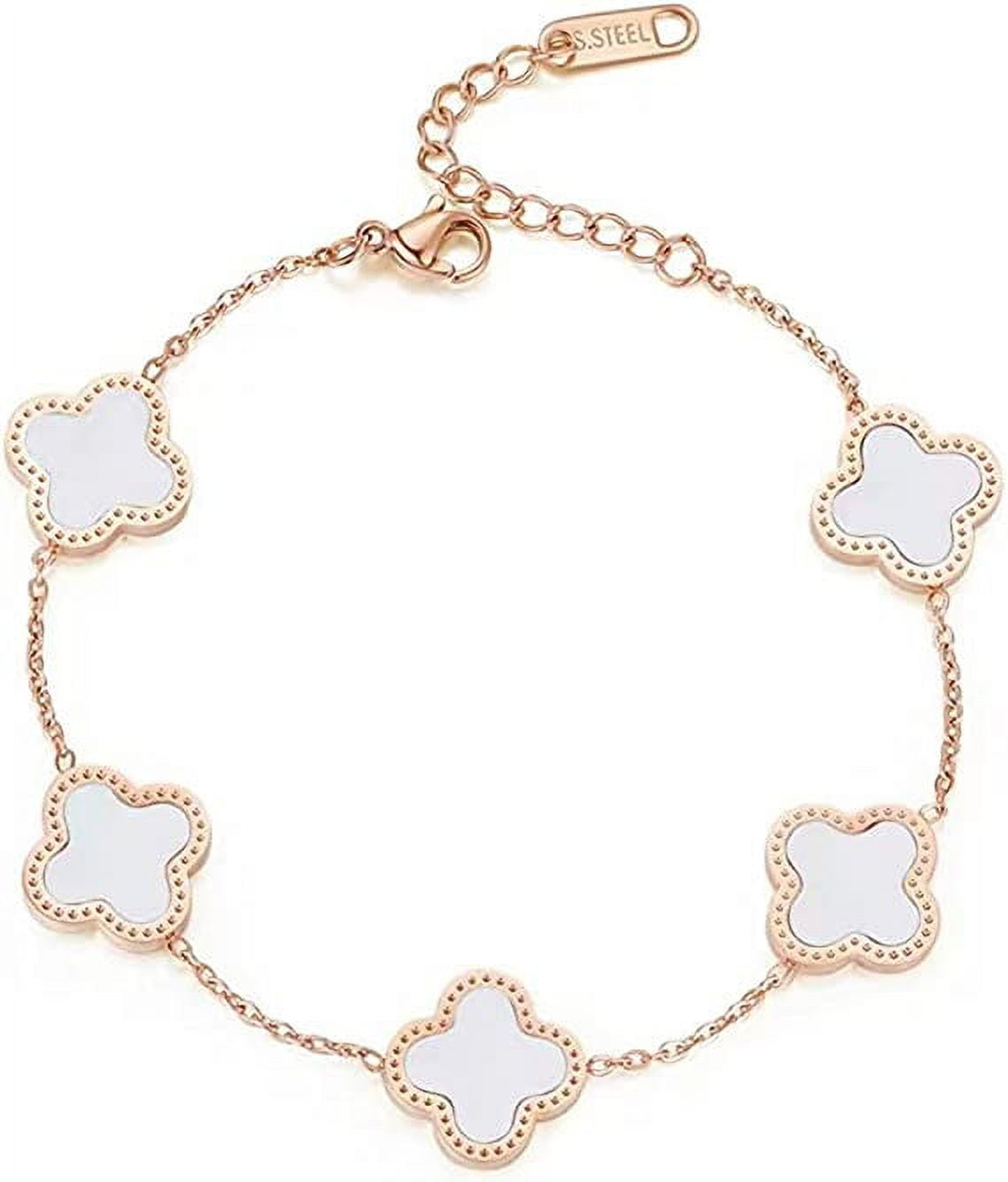 Four leaf Clover Bracelet 18K Gold Plated Four Leaf Clover Bracelet Adjustable Chain Bracelet Jewelry for Women Gift Walmart