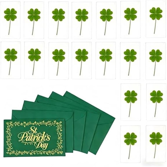 Four-leaf Clover Envelopes with Specimens and Irish Botanical Design for Gifting, Professional Grade Stationery Set for Enhancing Personal Communication and Maintaining Special Occasion , by UKHCCC