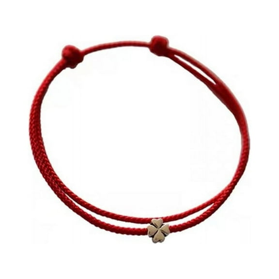 Four-leaf Clover Mini String Bracelet Lucky Red Handmade Rope Charm Bracelet