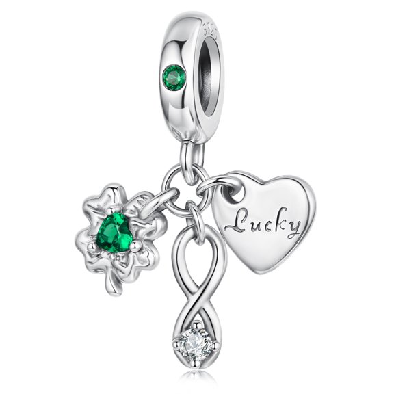 Four-leaf Clover Pendant Charm 925 Sterling Silver Charm, Gift Box Packaging