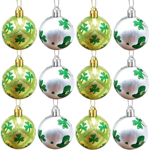 Four-leaf Clover St. Patrick's Day Hanging Decoration Ball, Green Plastic Holiday Ornament with Hanging Rope for Seasonal Party Decor