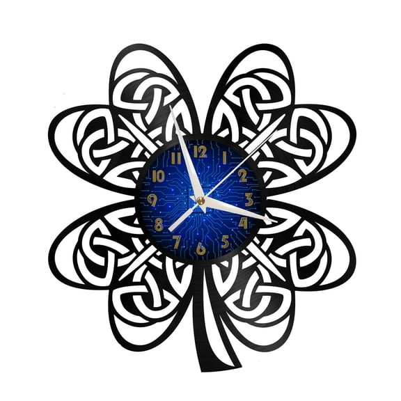 Four leaf clover Vinyl Record Wall Clock for Kitchen Wall Decor Wall Art Gift for Lover Gift Idea for a Best Friend(B)