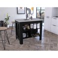 thumbnail image 1 of Four-legged Kitchen Island In Black/ Marble, Provides Extra Countertop And Storage Functional Kitchens With Four Legs Three Shelves - Black / For Prep, Fits 2 Stools, Ensures Ample Legroom, 1 of 3