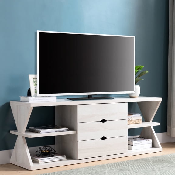 Four open shelves and three drawers - Ideal for 60 - 69" flat - screen TV media storage