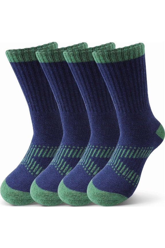 Four pairs of women's thickened, soft wool mid-calf socks, warm and comfortable athletic socks, suitable for both men and women, ideal for outdoor sports, hiking, and running in autumn and winter.  T