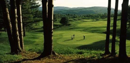 Four people playing golf Country Club Of Vermont Waterbury Washington County Vermont USA Canvas Art - Panoramic Images (24 x 12)