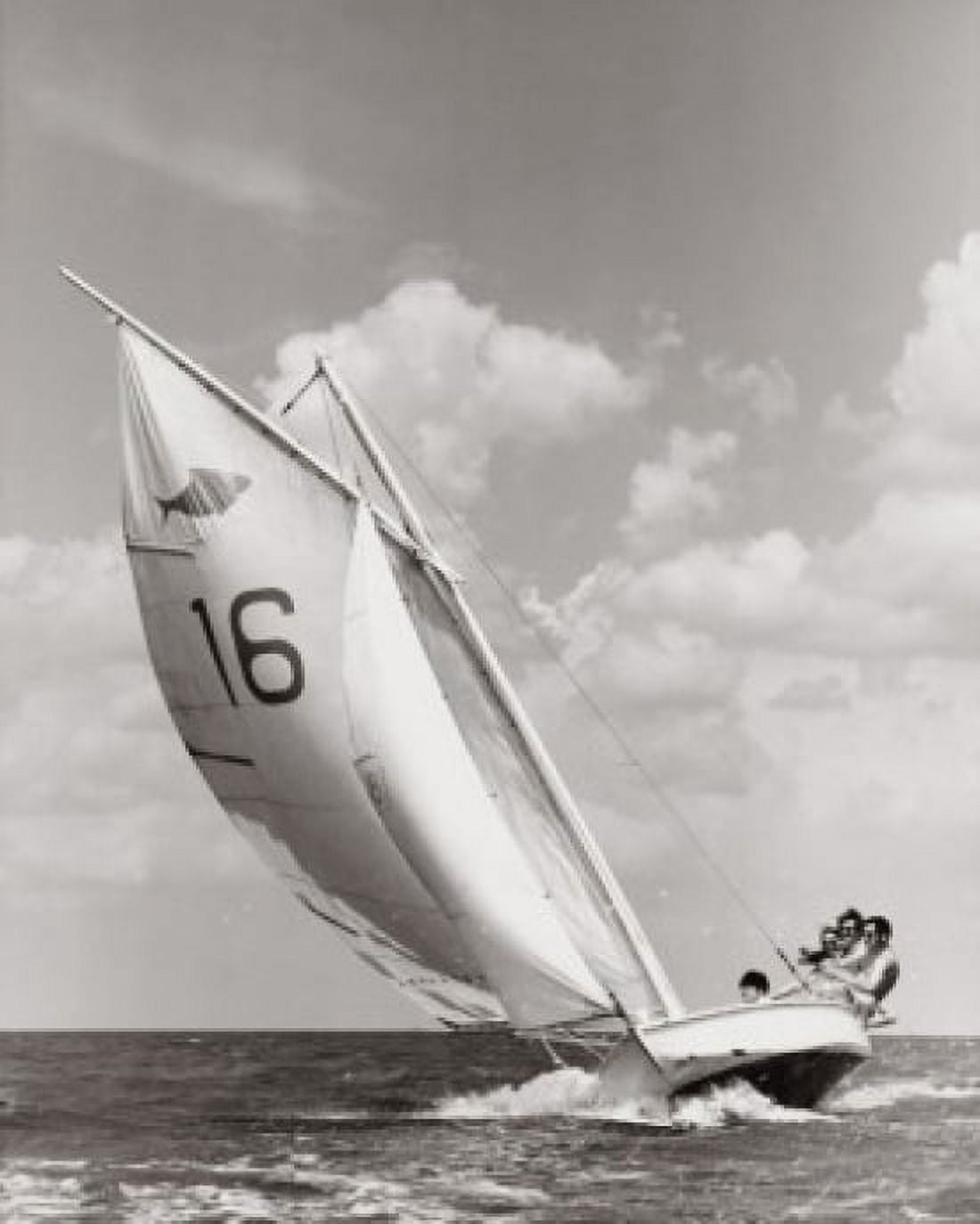 Four people sailing a sailboat Canvas Art - (18 x 24)
