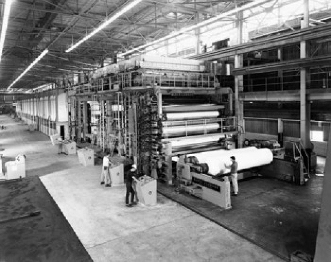 Four people working in a paper mill Augusta Georgia USA Canvas Art - (18 x 24)