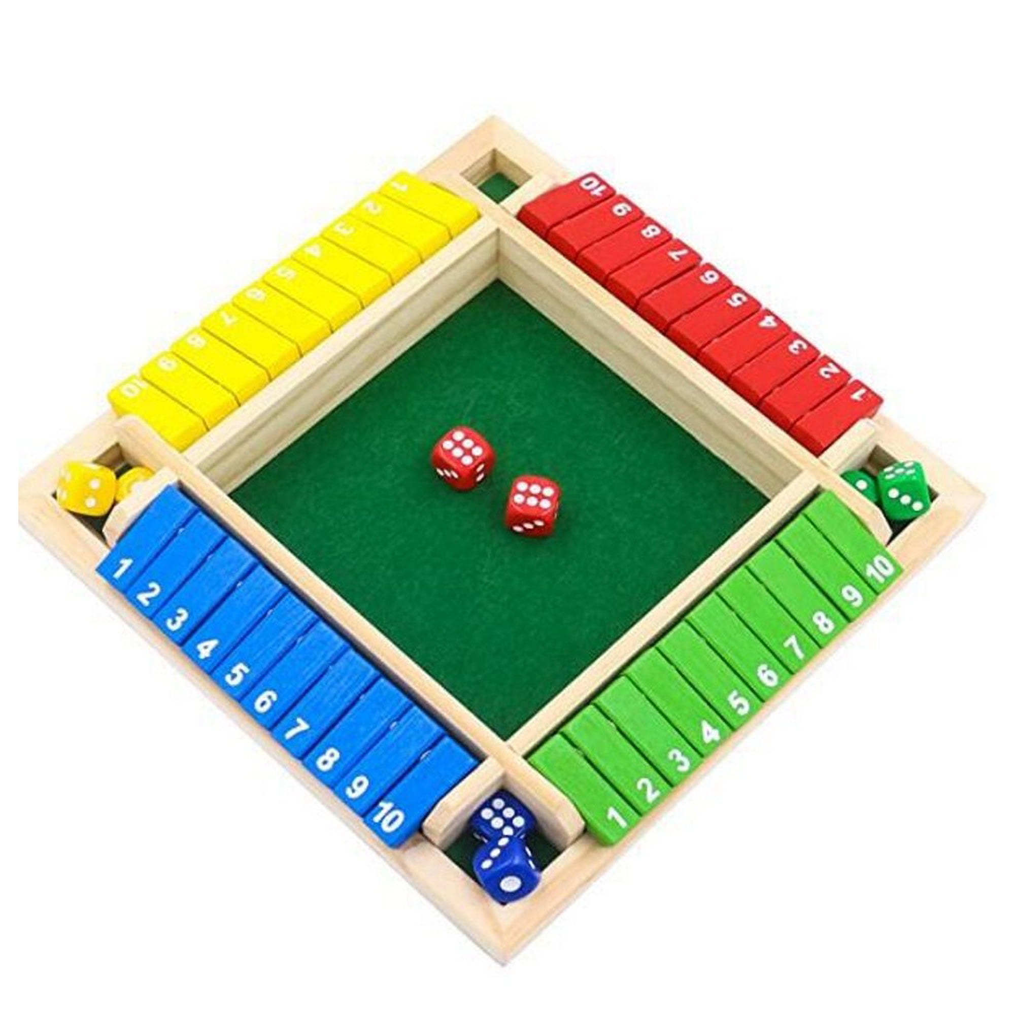 Gioco Shut The Box In Legno Per 4 Giocatori - Gioco Di Dadi Matematico, Tabellone Verde, Spedito Da USA