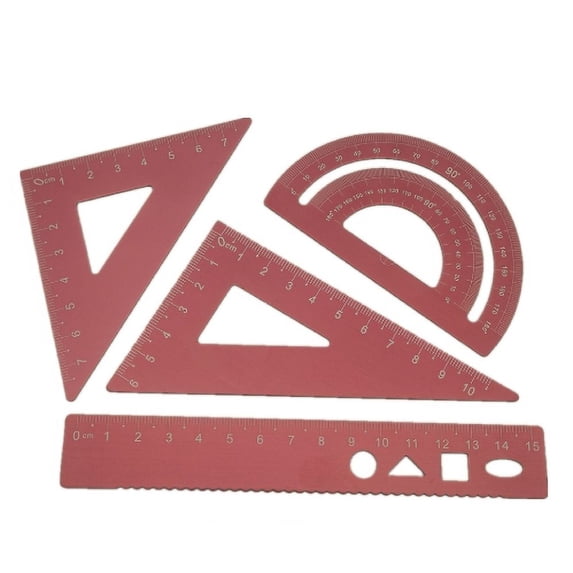 Four-piece Set Of Aluminum Alloy Ruler Stationery