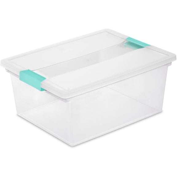 Four-piece set of clip-on storage boxes, large-capacity stackable plastic storage bins with locking lids, 18.7 gallons