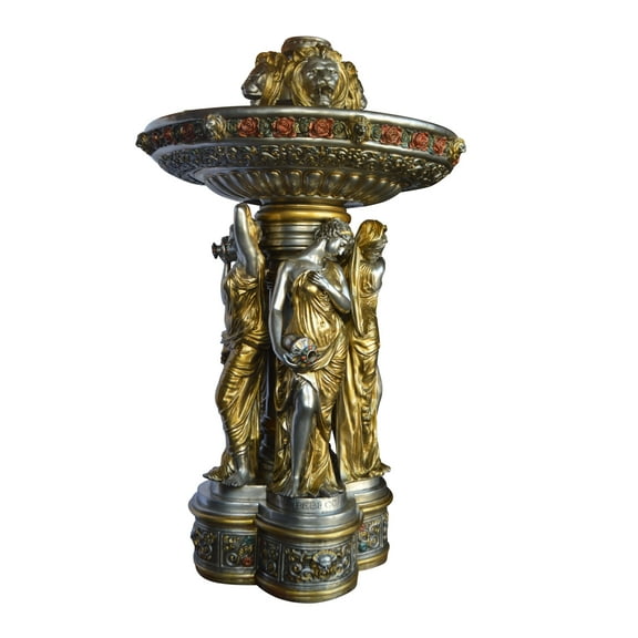Nifao Four Seasons Outdoor Fountain Statue, Bronze Garden Water Feature Sculpture for Patio & Yard, 53"L x 53"W x 96"H