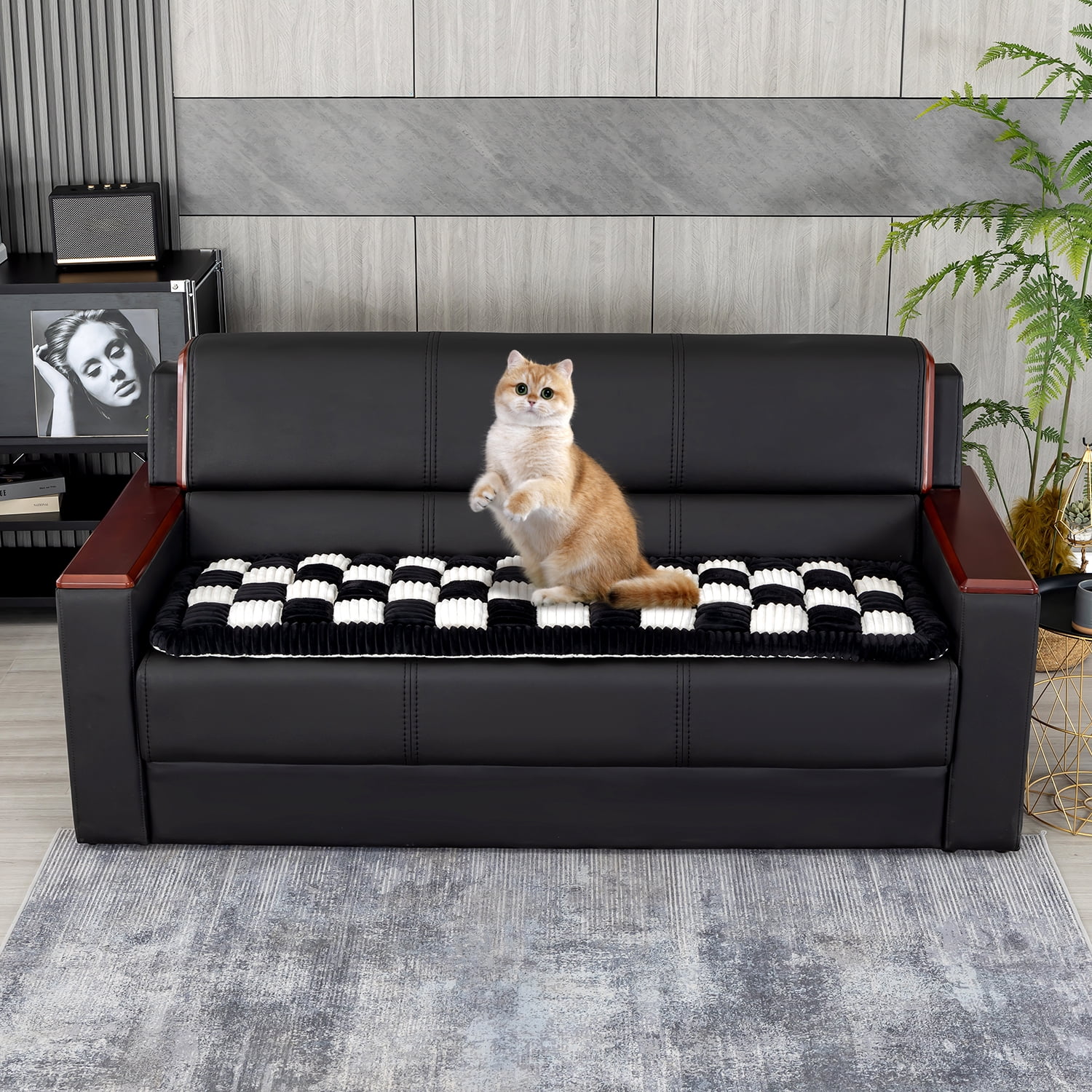 Four seasons universal sofa cushion, handmade pet sofa cushion, 5cm thick and comfortable, handmade splicing stuffed sheep, artisanal thick cat and dog cushion, pet absorbent absorbent cushion