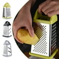 thumbnail image 1 of Four-sided Box Grater and Vegetable Slicer, Stainless Steel Grater, Dishwasher Safe, for Cheese, Vegetables, and Ginger, Yellow Handle, by FAJHHA, 1 of 7