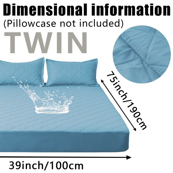 Four sizes, multiple colors, waterproof mattress protector - soft and breathable large bed waterproof mattress cover, noise free, washable cooling mattress pad - equipped with stretchable 18 inch dee