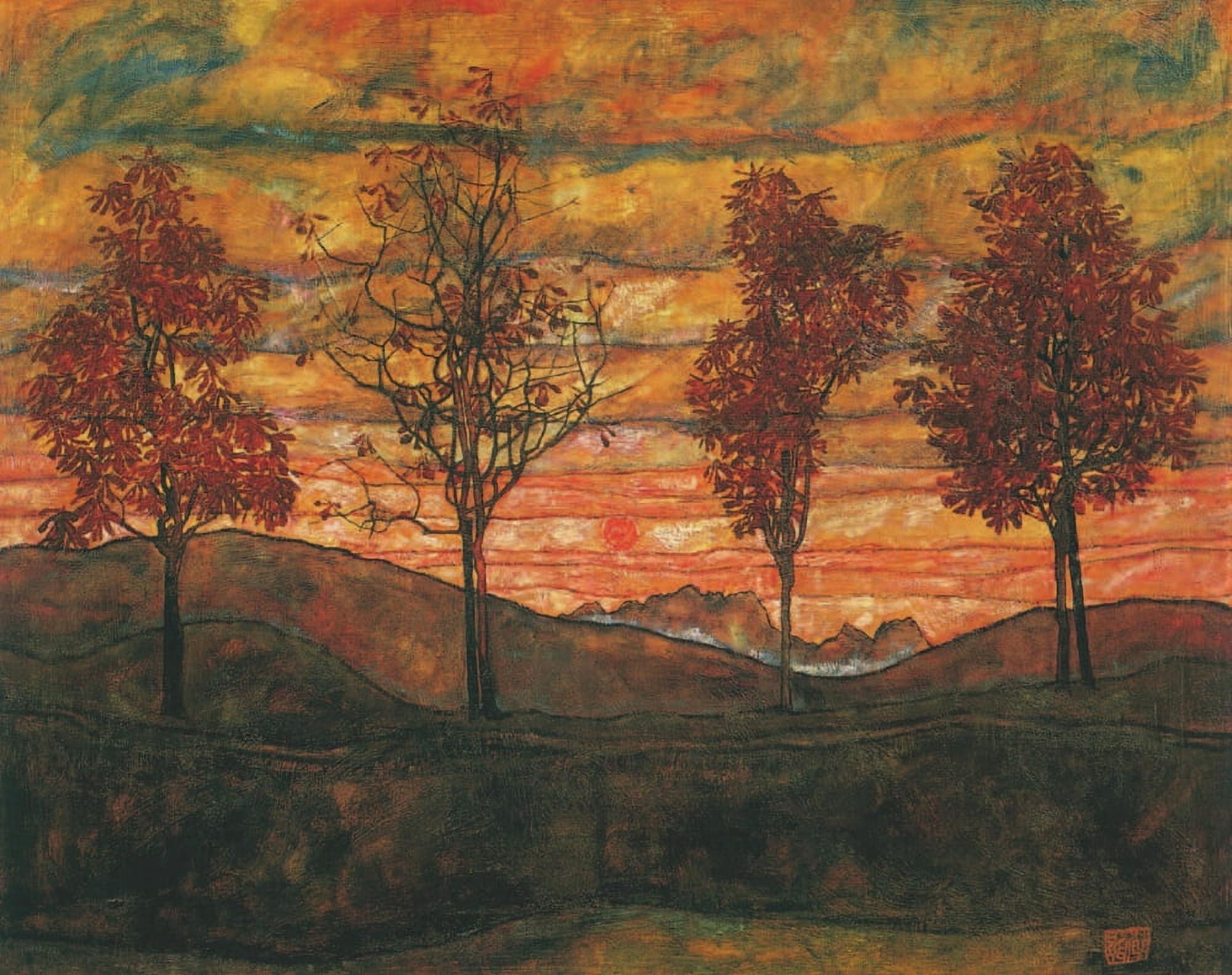 Four trees 1917 Canvas Art - Egon Schiele (24 x 36)