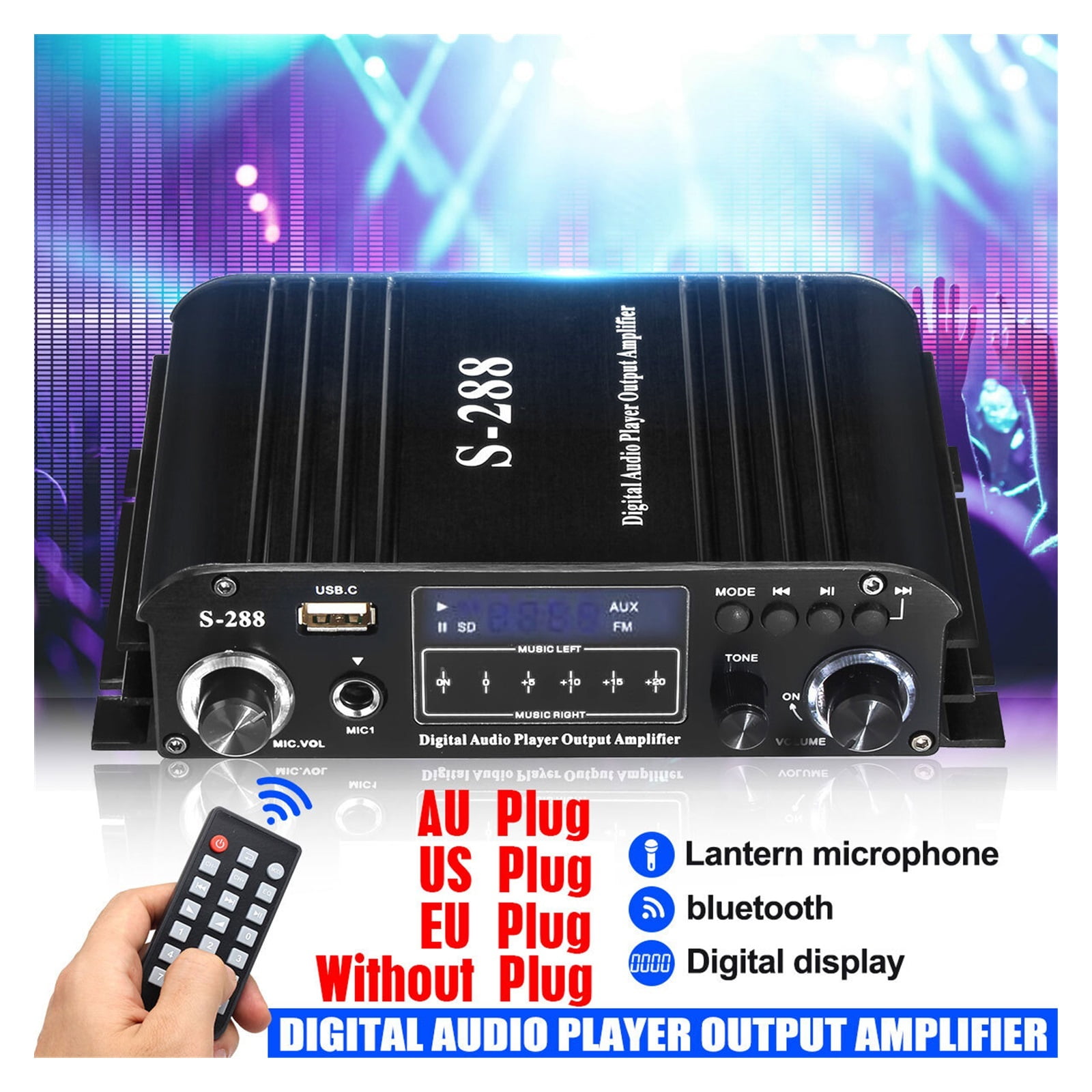 Four-way Car Home Amplifier With Lantern Microphone Function 4 Channel ...