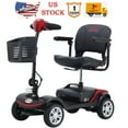 thumbnail image 1 of Four wheels Compact Travel Motorized Mobility Scooter, Compact Motorized Scooter w/Detachable Basket, Heavy Duty Electric Scooter for Seniors, Adults, Easy Assembly, 300lbs, Red, SS131, 1 of 8