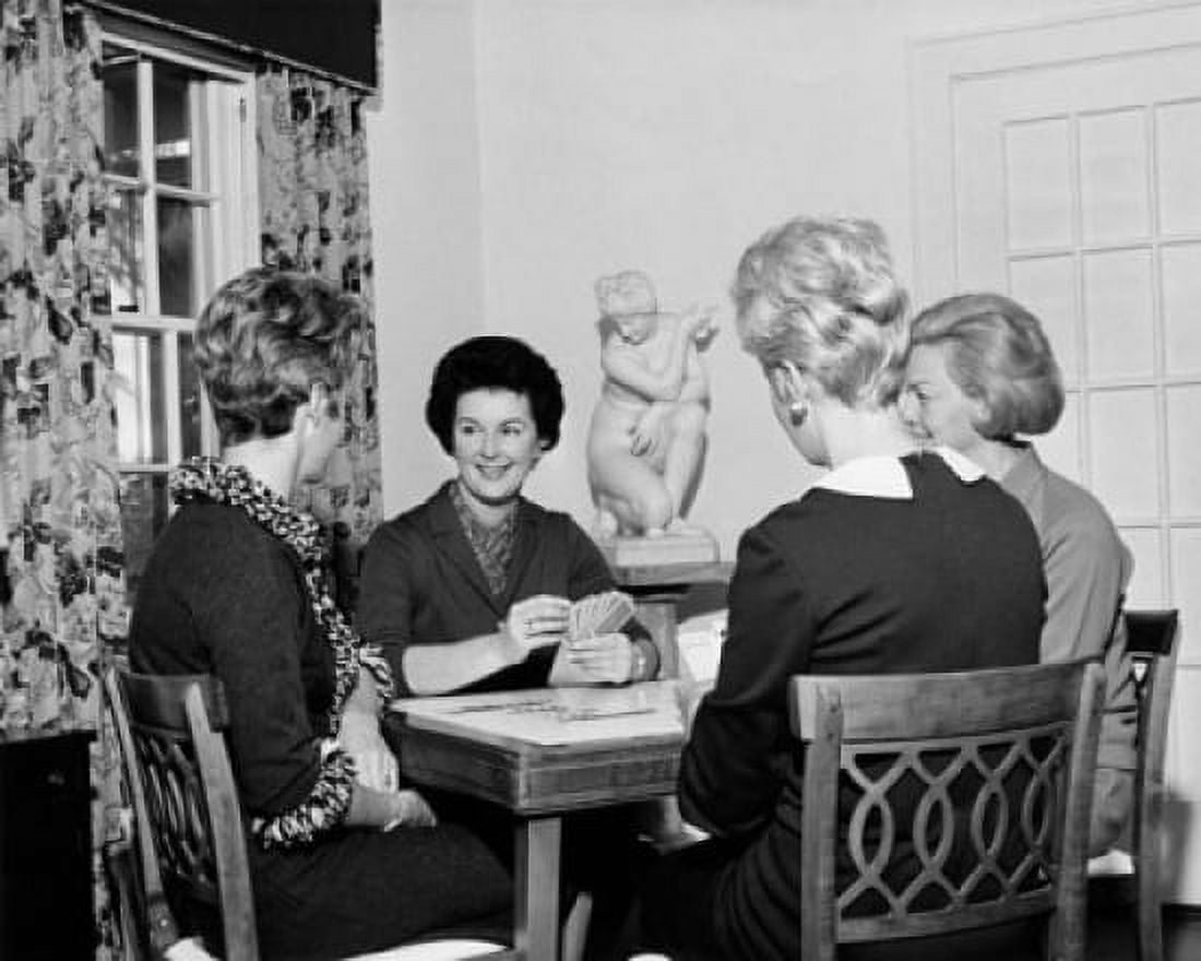 Four women playing cards Canvas Art -  (24 x 36)