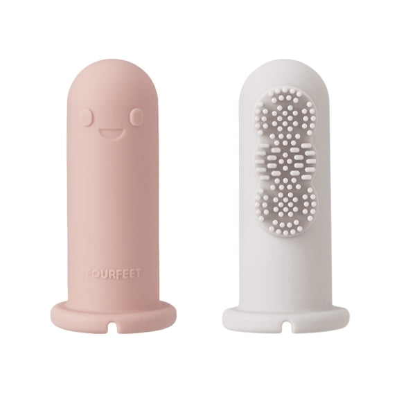 Fourfeet Dino Finger Toothbrush Beige + Grey (2PCS)