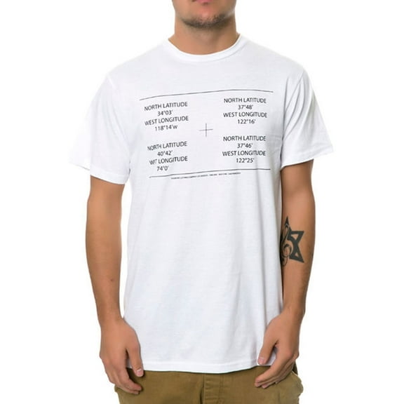 Fourstar Clothing Mens The Fourstar Coordinates Graphic T-Shirt, White, Small
