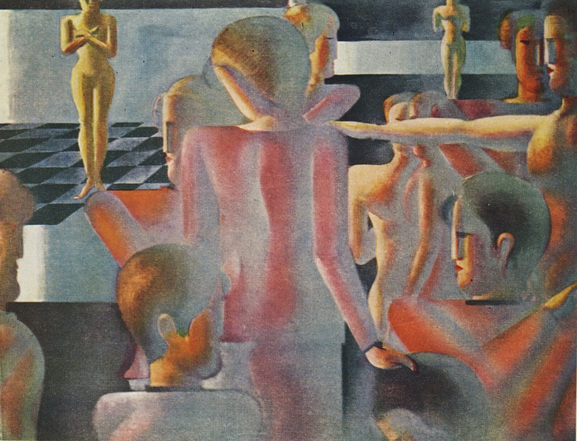 Fourteen Persons in an Imaginary Setting 1930 Canvas Art - Oskar Schlemmer (18 x 24)