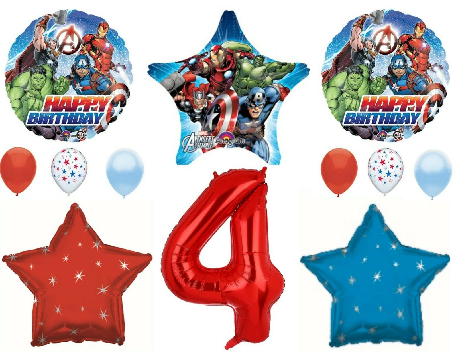 Fourth 4th Avengers Birthday Party Balloons Decorations Supplies Marvel Comics