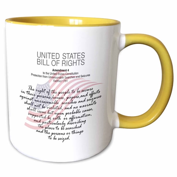 3drose, Fourth Amendment to the Us Constitution. Protection, Search, Seizures, 11oz Two-tone Yellow Mug