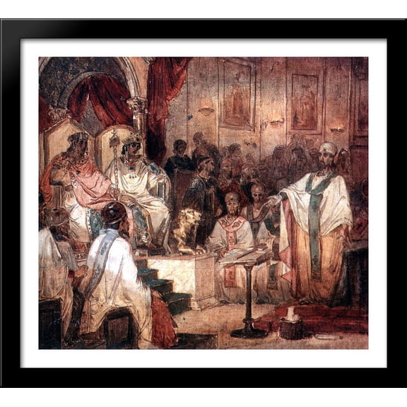Fourth Ecumenical Council of Chalcedon 30x28 Large Black Wood Framed Print Art by Vasily Surikov