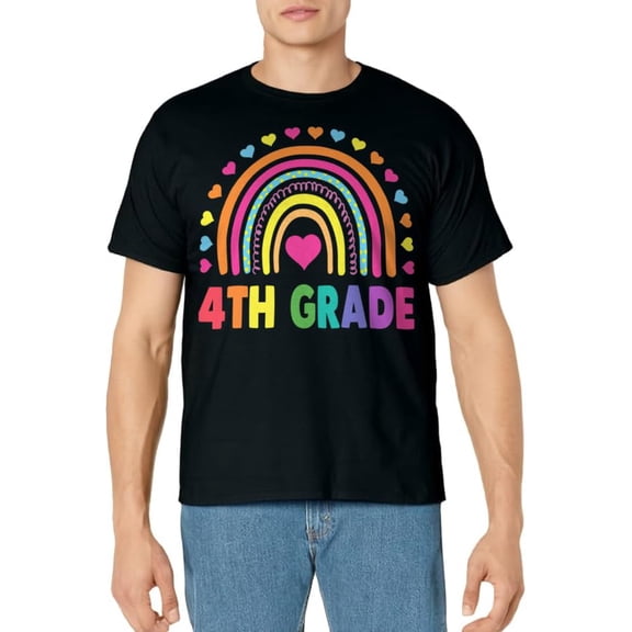 Fourth Grade 4th Grade Rainbow Teachers Kids Back to School T-Shirt