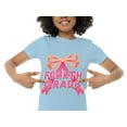 thumbnail image 1 of Fourth Grade Bow T-Shirt for Girls – 100% Cotton Back to School Shirt with Pink Ribbon Graphic, 1 of 2
