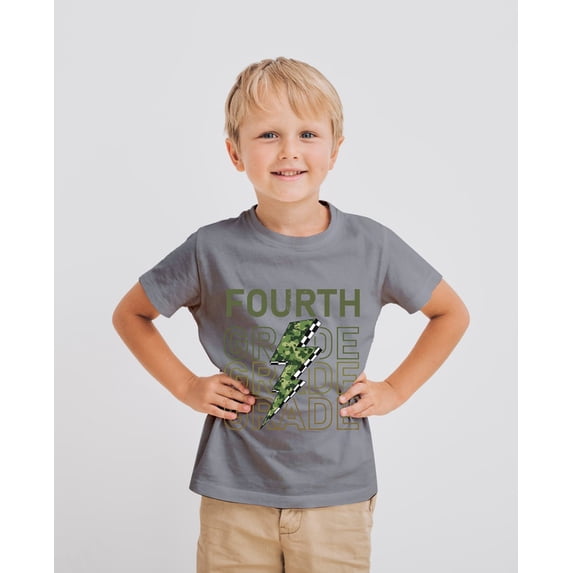 Fourth Grade Camo Lightning Bolt T-Shirt for Boys – Back to School Graphic Tee