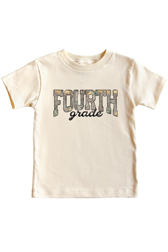 Fourth Grade Camo Shirt for Boys and Girls Back to School Woodland Camouflage Kids Tee Natural Shirt 3T