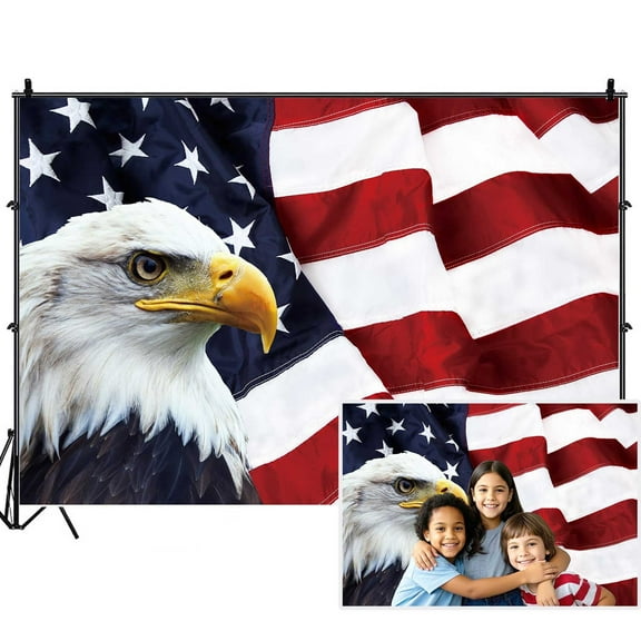 Fourth of July Backdrops for Photoshoot, Patriotic American Flag Picture Party Decorations Wall Backdrop for Photography Decor Banner, Happy 4th 4 of July Photographic Studio Photo Background 5X3 FT