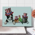 thumbnail image 1 of Fourth of July Cutting Board, Pet Animal Dog Cat Bird and Hamster with American Hat Celebration Image, Decorative Tempered Glass Cutting and Serving Board, Large Size, Multicolor, by Ambesonne, 1 of 5