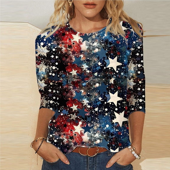 Fourth of July Decoration,Mis Pedidos,Cadancy Plus Size Tops for Women Sexy,Vacation Clothes 2025 Trendy Blouses Casual,Red Graphic Tee ,Playeras De Mujer ,Multicolor L