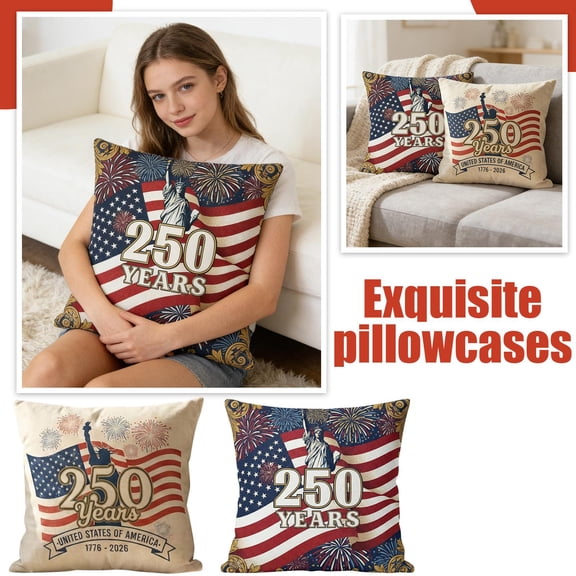Fourth of July Decorations, American Flag Decor, Decorative Throw Pillow, Throw Pillows Covers, Decor Living Room, 20X20 In, Linen, Decorations for Home, 1 Pc