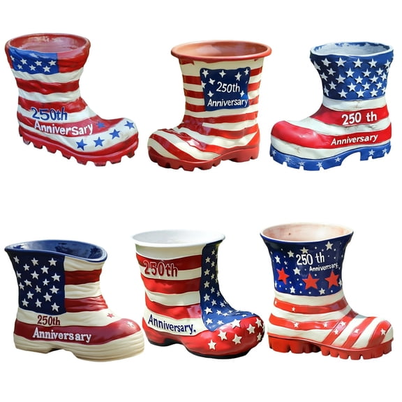 Fourth of July Decorations Outdoor 250Th Anniversary Usa * 4Th of July Outdoor Decorations Cowboy Boot Ceramic Planter Red White and Blue Patriotic Decorations for Front Yard