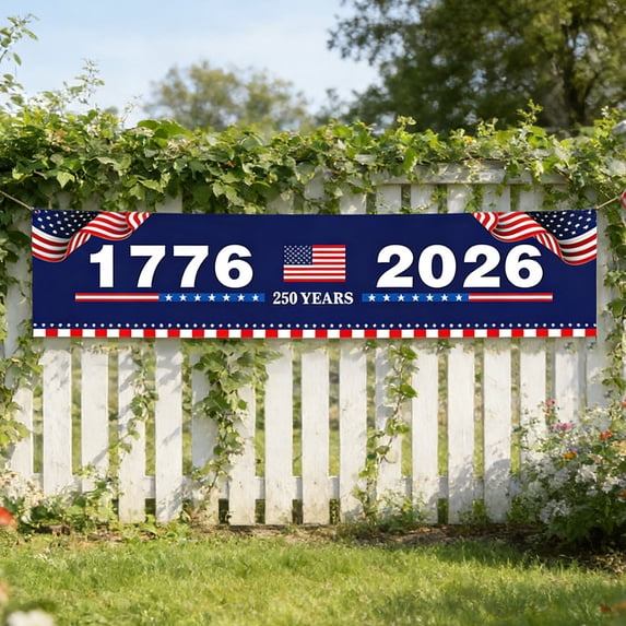 Fourth of July Decorations Outdoor Yard Decor 19.7X98.4 Inch Usa 250Th Anniversary Banner Patriotic Front Porch Hanging Decor Backyard Lawn Home Party Supplies