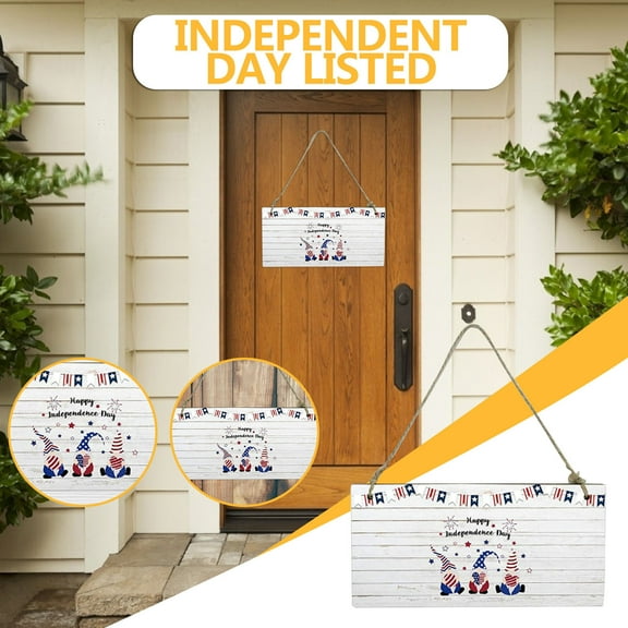 Fourth of July Decorations Welcome Sign Plaque Door Wall Hanging Decorations Patriotic Memorial Day Door Sign Happy Independence Day Door Hanger Welcome Front for Door 4th of July Decorations