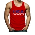 thumbnail image 1 of Fourth of July Men's Tank Top - American Flag Print Singlet - USA Pride - Patriotic Apparel for 4th of July Celebrations - Barbecues - Men's American Flag Tank - USA Themed Outfit - XX-Large Red, 1 of 6