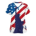 thumbnail image 1 of Fourth of July Scrub Tops,Cadancy Cotton Linen Nurse Uniforms for Women Loose Fit,Short Sleeve Blouses Cotton,Red White and Blue Shirts V Neck,Patriotic Memorial Day,De Mujer Para Lightning M, 1 of 5