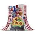 thumbnail image 1 of Fourth of July Super Soft Throw Blankets Patriotic American Flag Gnome Rustic Wooden Fluffy Fuzzy Flannel Bed Blanket Decorative for Home Sofa Couch Chair Living Bedroom,60x80 in, 1 of 6