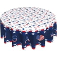 thumbnail image 1 of Fourth of July Tablecloth Round 60 Inch Patriotic Red White Blue American Flag Tablecloths Washable Wrinkle Stain-Resistant Table Cloth Polyester Table Cover for Veterans Day Memorial Day, 1 of 6