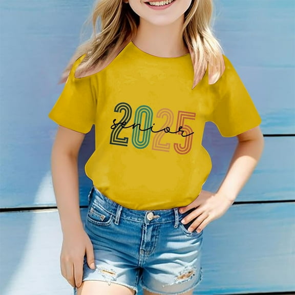 Fourth of July Toddler Girl Short Sleeve Graphic T-Shirt Children's Casual Fashion Graduation Season Printed Round Neck Short Sleeved T Shirt (3 13 Years Old) White T Shirts for Kids Girls Bows