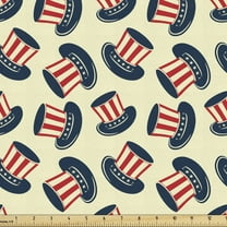 Fourth of July Upholstery Fabric by the Yard, Whimsical National Hats Scattered Items, Decorative Fabric for DIY and Home Accents, 5 Yards, Yellow Multicolor by Ambesonne